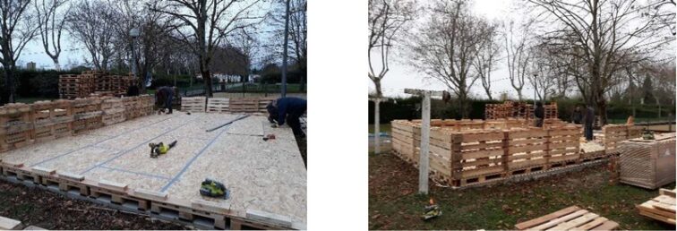 Pose Plancher en OSB kit palettes 42m2